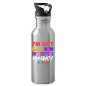 Cool Lgbt Statement Rechte Homosexueller Herz - Trinkflasche mit integriertem Trinkhalm - Lightsilver - Rechts