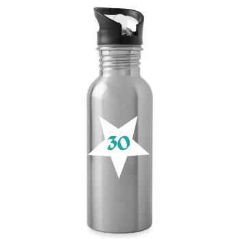 was zum schenken, 30 sternmotiv - Trinkflasche mit integriertem Trinkhalm - Lightsilver - Rechts