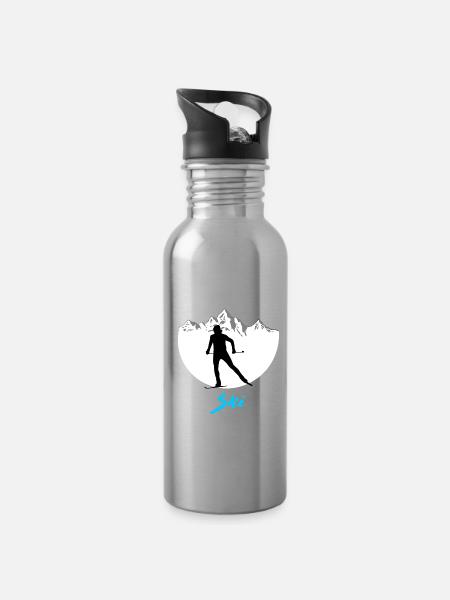 Langlauf - Trinkflasche mit integriertem Trinkhalm - Lightsilver
