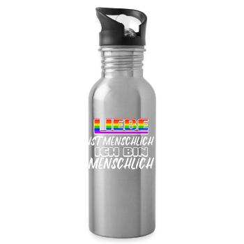 Beziehung Sexualität Lgbt Statement Liebe Homo - Trinkflasche mit integriertem Trinkhalm - Lightsilver - Rechts