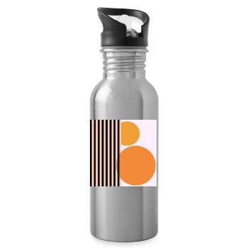 RETRO GEOMETRIE - ABSTRAKTE KUNST - Trinkflasche mit integriertem Trinkhalm - Lightsilver - Rechts