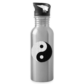 Yoga Shirts, Yin und Yang mosaikmuster - Trinkflasche mit integriertem Trinkhalm - Lightsilver - Rechts