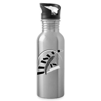 Hairdresser Razor Salon black white - Water bottle with straw - silver - Right