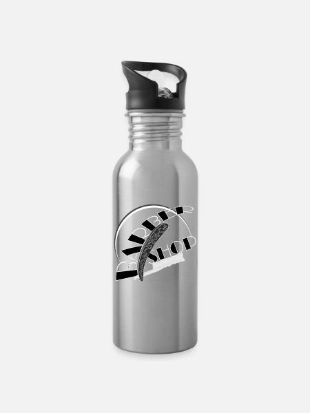 Barbershop Rasur Bart - Trinkflasche mit integriertem Trinkhalm - Lightsilver