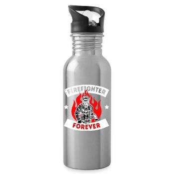 Professional Fire Brigade Firefighter Statement - Water bottle with straw - silver - Right