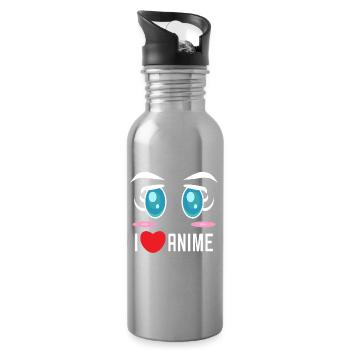Pop Culture Comic Cartoon Anime Statement Heart - Water bottle with straw - silver - Right