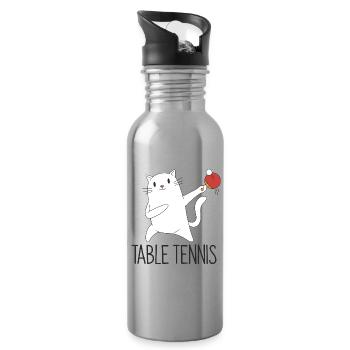 Table Tennis Katze Pingpong Outfit Cat Tischtennis - Gourde avec paille intégrée - argent clair - Droite
