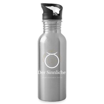 Der Sinnliche - Sternzeichen Stier - Trinkflasche mit integriertem Trinkhalm - Lightsilver - Rechts