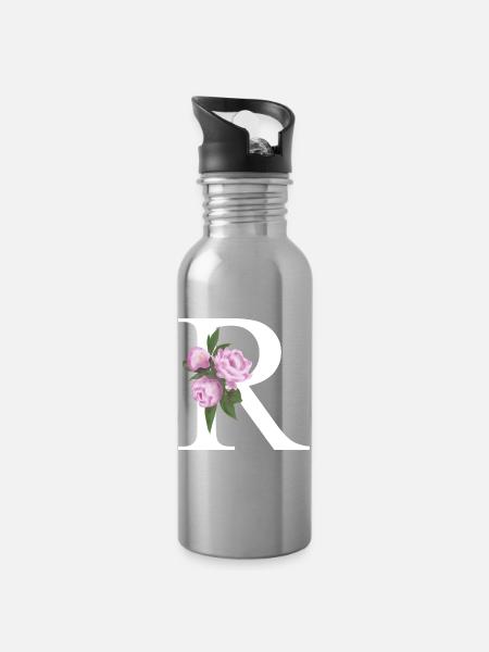 R - Trinkflasche mit integriertem Trinkhalm - Lightsilver
