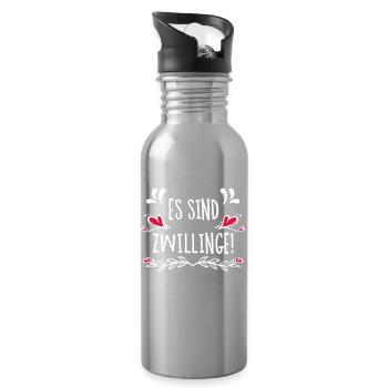 Babybauch Statement Schwangerschaft Schwanger Herz - Trinkflasche mit integriertem Trinkhalm - Lightsilver - Rechts