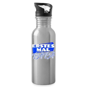 Schwanger Familienglück Statement Baby Papa - Trinkflasche mit integriertem Trinkhalm - Lightsilver - Rechts