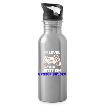 Familienglück Baby Schwanger Nachwuchs Statement - Trinkflasche mit integriertem Trinkhalm - Lightsilver - Rechts