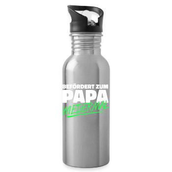 Papa Cooler Spruch Familie Eltern Schwanger Baby - Trinkflasche mit integriertem Trinkhalm - Lightsilver - Rechts