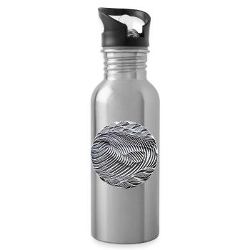 Abstrakte Schwarzweißwellen - Trinkflasche mit integriertem Trinkhalm - Lightsilver - Rechts