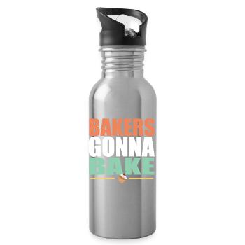 Backen Bäcker gehen zum Backen - Trinkflasche mit integriertem Trinkhalm - Lightsilver - Rechts