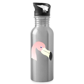tieroutfits für damen, Flamingokopf - Trinkflasche mit integriertem Trinkhalm - Lightsilver - Rechts