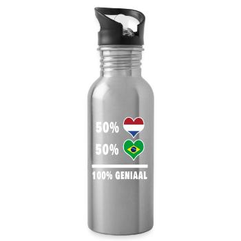 Brésil et Pays-Bas 100% Genius Flag - Gourde avec paille intégrée - argent clair - Droite