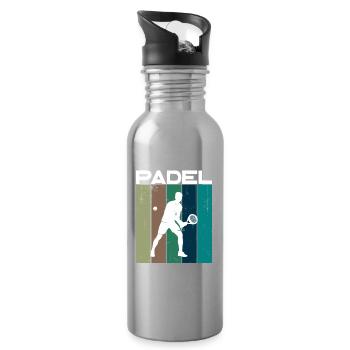 Training Padel Spieler Tennis Schläger Bälle - Trinkflasche mit integriertem Trinkhalm - Lightsilver - Rechts