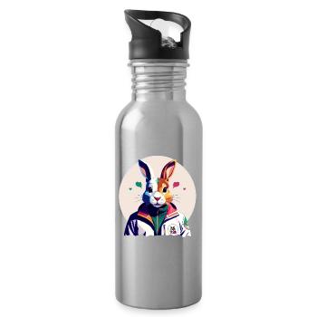 Bunny, lapin de Pâques - Gourde avec paille intégrée - argent clair - Droite