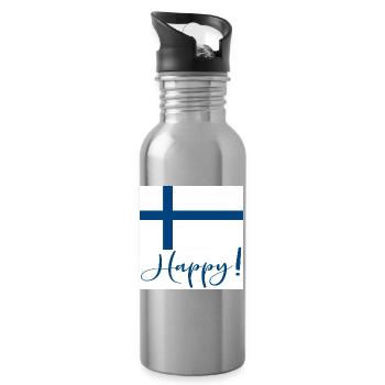DRAPEAU FINLANDAIS - SIGNE HEUREUX - Gourde avec paille intégrée - argent clair - Droite