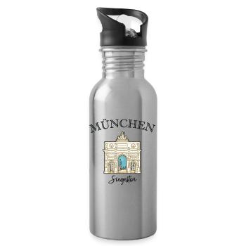 Siegestor München, Friedensmahnmal - Trinkflasche mit integriertem Trinkhalm - Lightsilver - Rechts