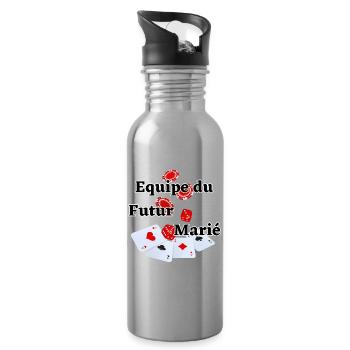 Team équipe Futur Marié Poker. Fête EVG mariage - Gourde avec paille intégrée - argent clair - Droite