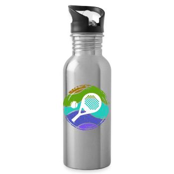 Padel tennis sport Player racket balls - Water bottle with straw - silver - Right