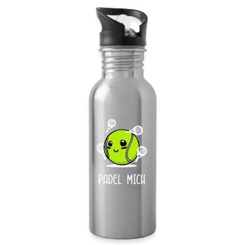 Tennis Spieler Sport Spruch Padel Schläger Bälle - Trinkflasche mit integriertem Trinkhalm - Lightsilver - Rechts