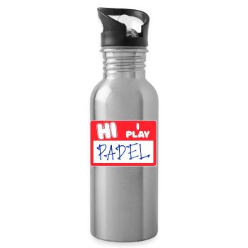 Spieler Turnier Statement Padel Padelspiel Tennis - Trinkflasche mit integriertem Trinkhalm - Lightsilver - Rechts