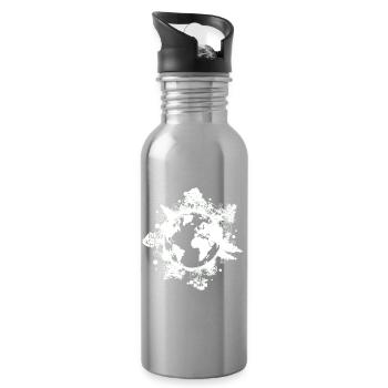 Planet Erde, Bäume, Klimaschutz, Umwelt - Trinkflasche mit integriertem Trinkhalm - Lightsilver - Rechts