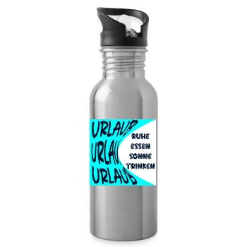 URLAUB - SONNE - RUHE - SOMMERFERIEN - ESSEN - Trinkflasche mit integriertem Trinkhalm - Lightsilver - Rechts