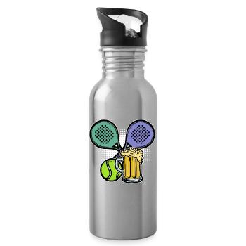 Padelspiel Spieler Sportart Bälle Rückschlag Padel - Trinkflasche mit integriertem Trinkhalm - Lightsilver - Rechts