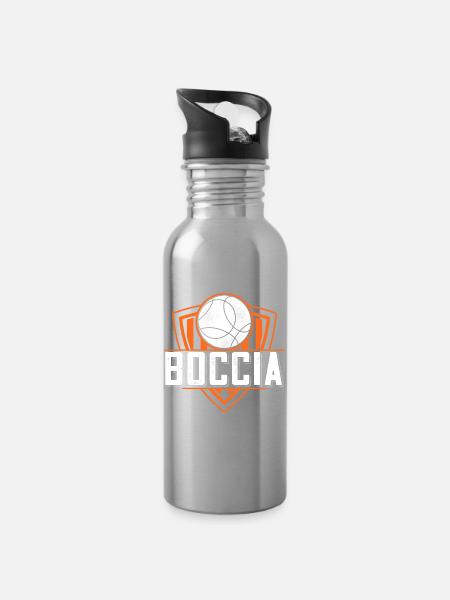Boccia player clothing with boccia balls Boccia - Water bottle with straw - silver