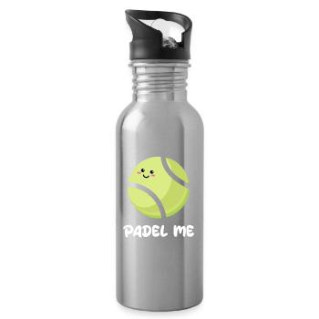 Sport Padel Player Balls Déclaration Padel Jeu de Padel - Gourde avec paille intégrée - argent clair - Droite