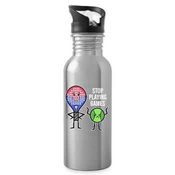 Spieler Statement Schläger Padel Padelteam Bälle - Trinkflasche mit integriertem Trinkhalm - Lightsilver - Rechts