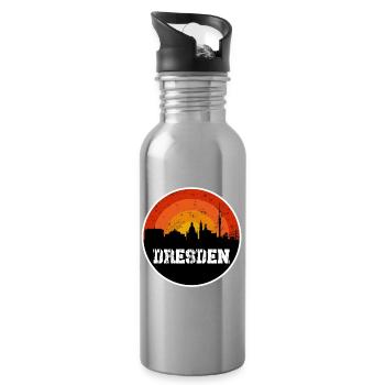 Dresden Skyline - Trinkflasche mit integriertem Trinkhalm - Lightsilver - Rechts
