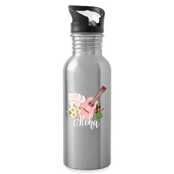Aloha - Trinkflasche mit integriertem Trinkhalm - Lightsilver - Rechts