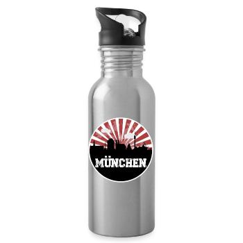 Munich Skyline Home Game - Water bottle with straw - silver - Right