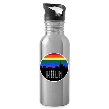 Cologne LBGTQ - Water bottle with straw - silver - Right