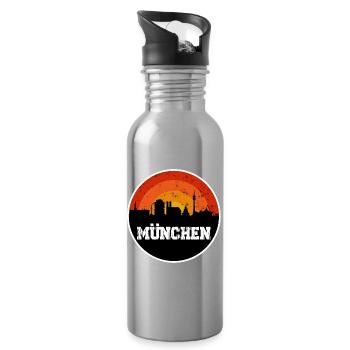 Munich Skyline Original - Water bottle with straw - silver - Right