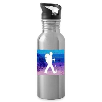 Berggipfel Wanderung Wanderer Wandern Bergsteigen - Trinkflasche mit integriertem Trinkhalm - Lightsilver - Rechts