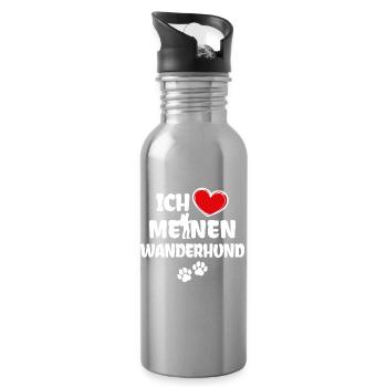 Ich Liebe Wandern Bergsteigen Statement Herz - Trinkflasche mit integriertem Trinkhalm - Lightsilver - Rechts
