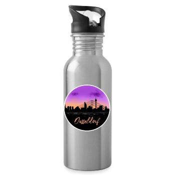 Düsseldorf Fine Skyline - Trinkflasche mit integriertem Trinkhalm - Lightsilver - Rechts