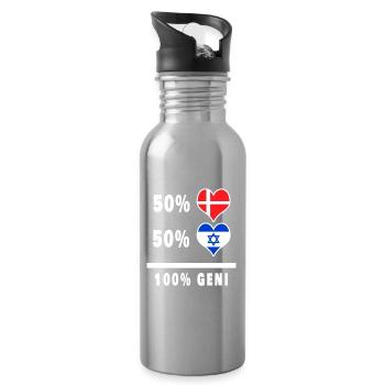 Israël et Danemark 100% drapeau de génie - Gourde avec paille intégrée - argent clair - Droite