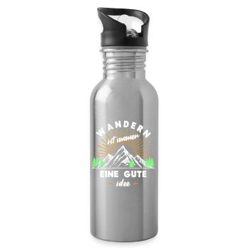 Wanderrouten Wandern Wanderer Statement Berge - Trinkflasche mit integriertem Trinkhalm - Lightsilver - Rechts