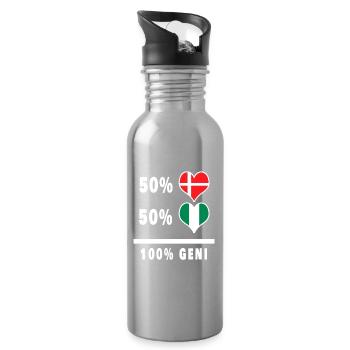 Drapeau 100% génie du Nigeria et du Danemark - Gourde avec paille intégrée - argent clair - Droite