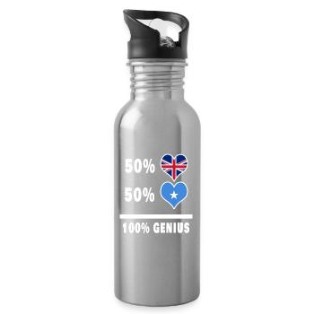 Somalia and Great Britain 100% Genius Flag - Water bottle with straw - silver - Right