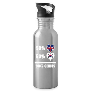 Südkorea und Großbritannien 100% Genius Flagge - Trinkflasche mit integriertem Trinkhalm - Lightsilver - Rechts