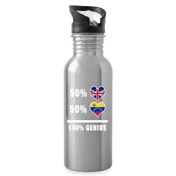 Venezuela and Great Britain 100% Genius Flag - Water bottle with straw - silver - Right