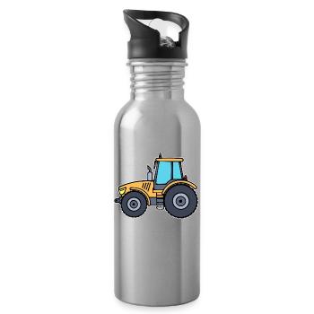 Country Life Vehicle Tractor Agricultural Machinery Farmer - Water bottle with straw - silver - Right